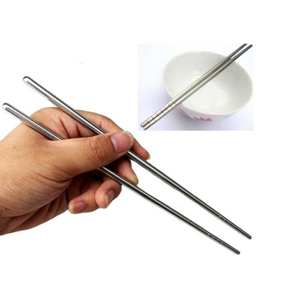 چاپستیک (چاپ استیک )فلزی ضد زنگ (استیل ساده با انتهای شیاردار)یک جفت stainless chopstick